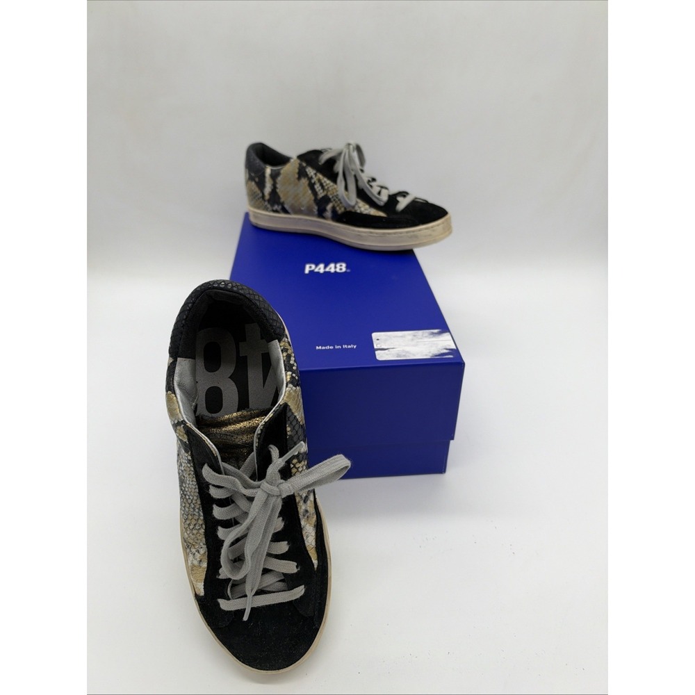 P448 Women's Soho Crackled & Snake-embossed Leather sneakers size 35 Us 5